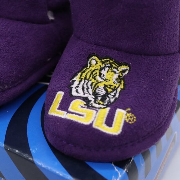 LSU Tigers Embroidered Baby Booties Boots Shoes Faux Suede/Fur Sz 4 New w/ tags - Picture 2 of 7